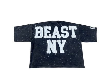 Beast NY Statue of Liberty "Middle Finger" Rhinestone Acid Wash Distress Summer Set